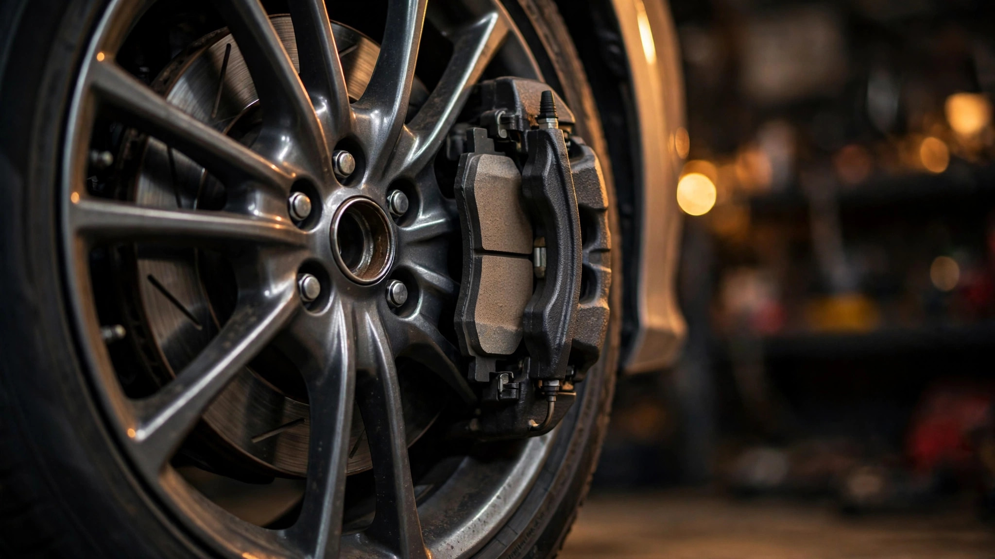 Toyota Corolla disc brake with caliper and brake pads